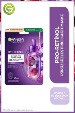 Garnier Pro-Retinol Kağıt Maske, Pürüzsüzleştirici, Gliserin, Açai Özlü Kağıt Maske