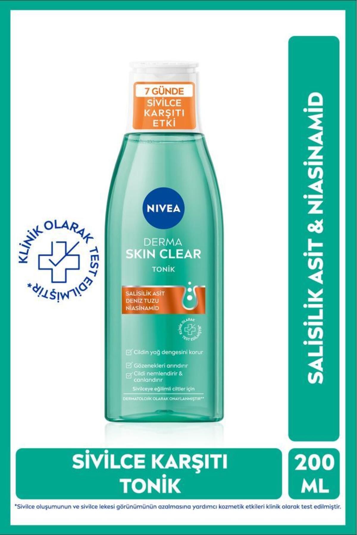 NIVEA Derma Skin Clear Karşıtı Tonik 200ml, Niasinamid, Salistik Asit