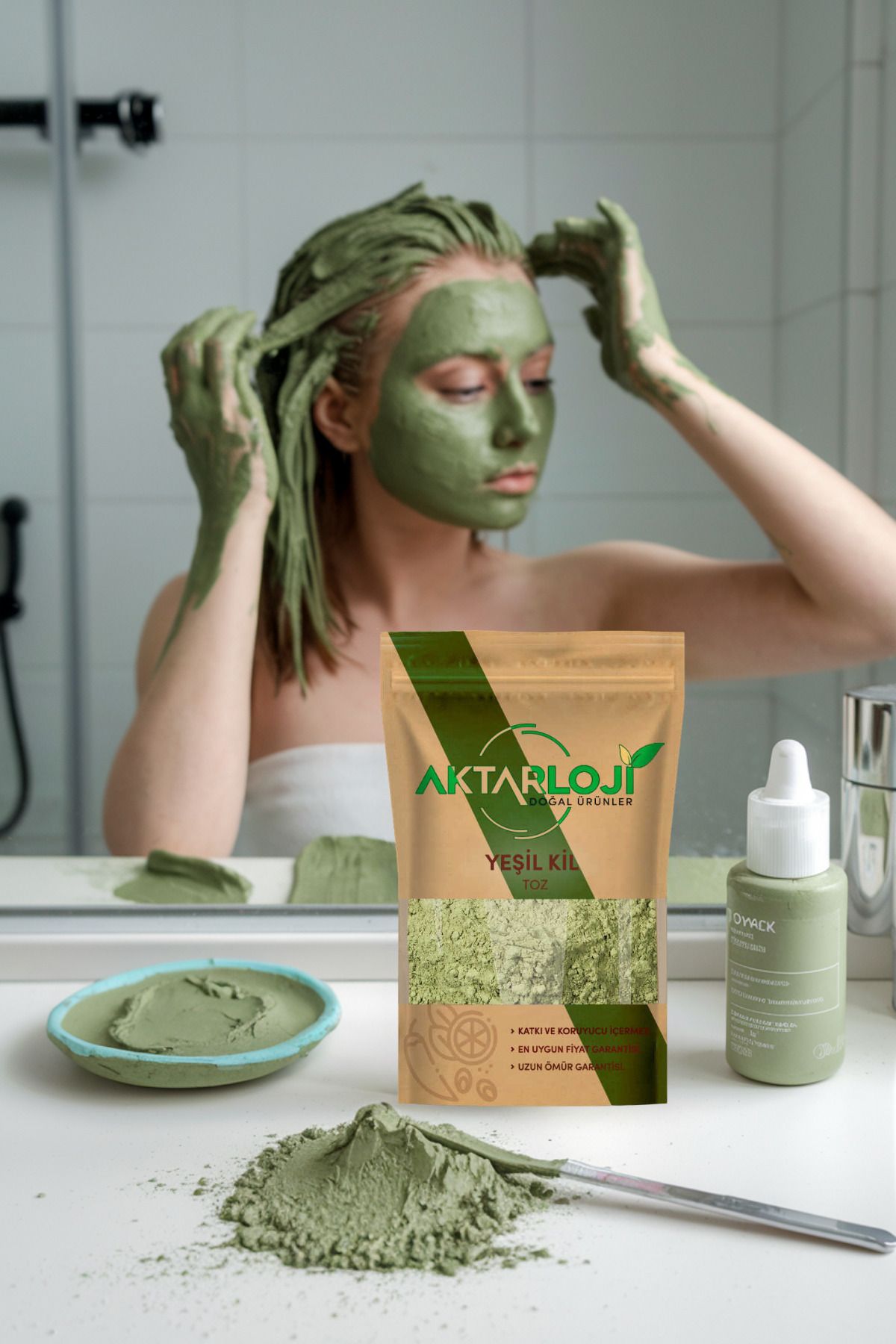 aktarloji 1 kg Toz Yeşil Kil Cilt Ve Yüz Maskesi İçin
