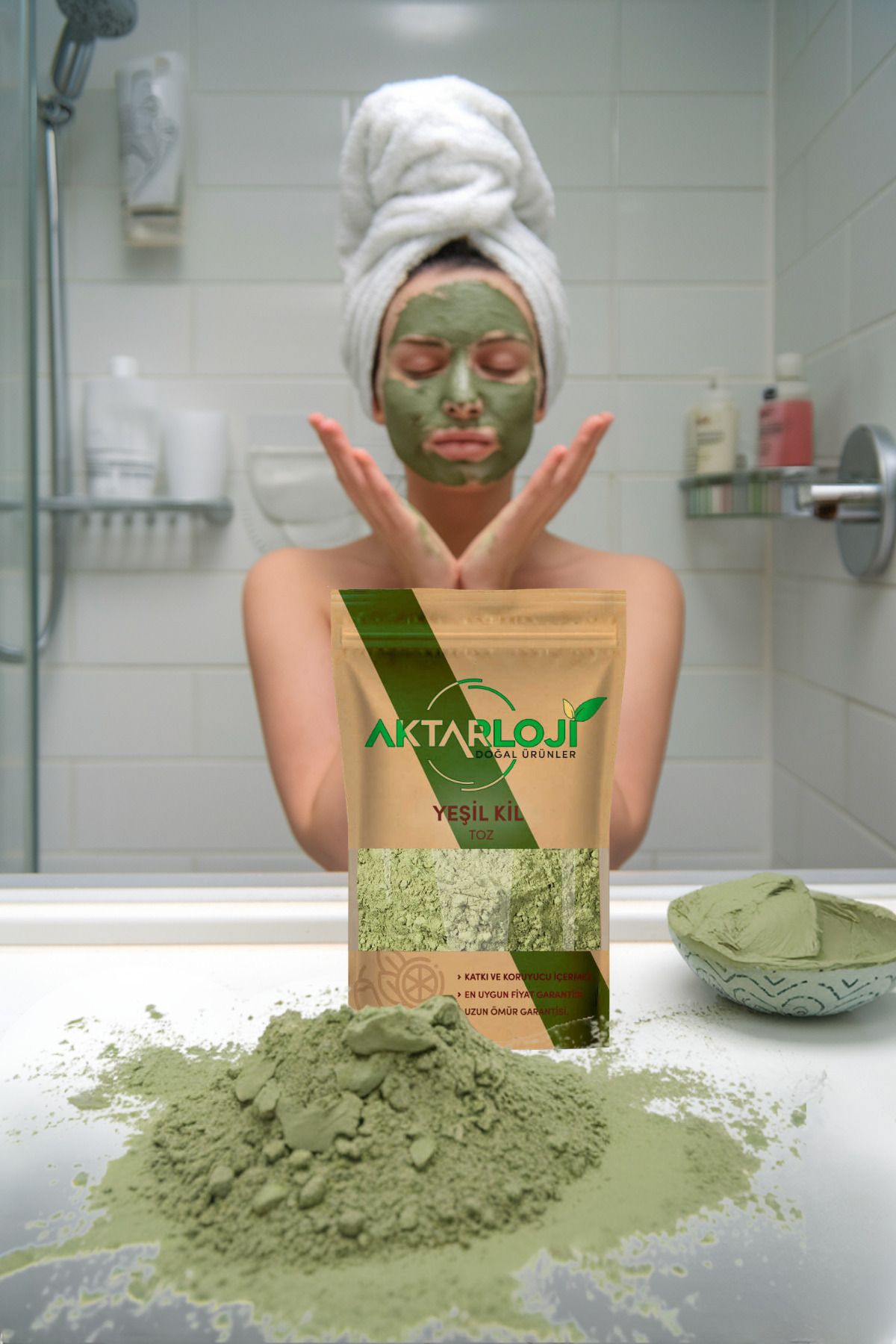 aktarloji 1 kg Toz Yeşil Kil Cilt Ve Yüz Maskesi İçin - Görsel 2