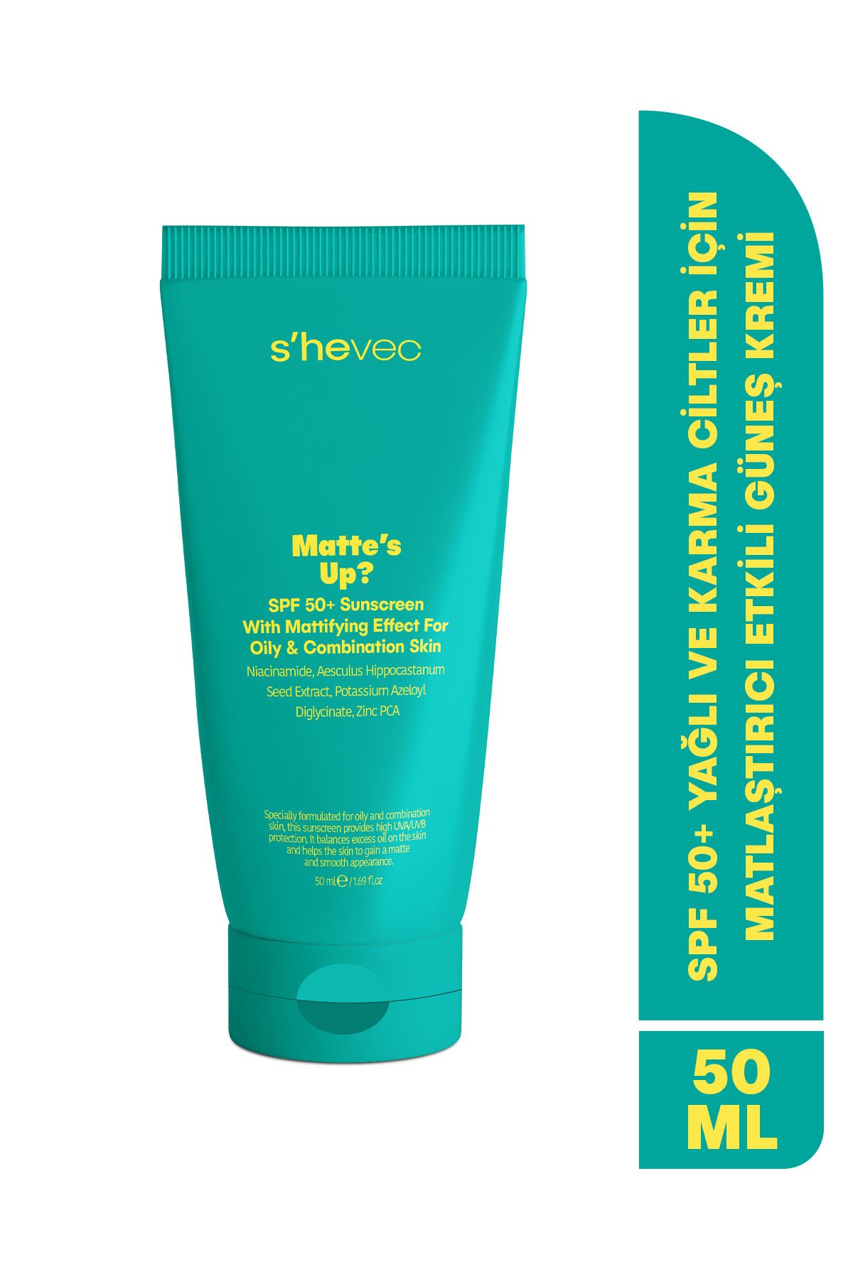 SHE VEC Matte's Up? - SPF 50+ Yağlı ve Karma Ciltler İçin Matlaştırıcı Etkili Güneş Kremi