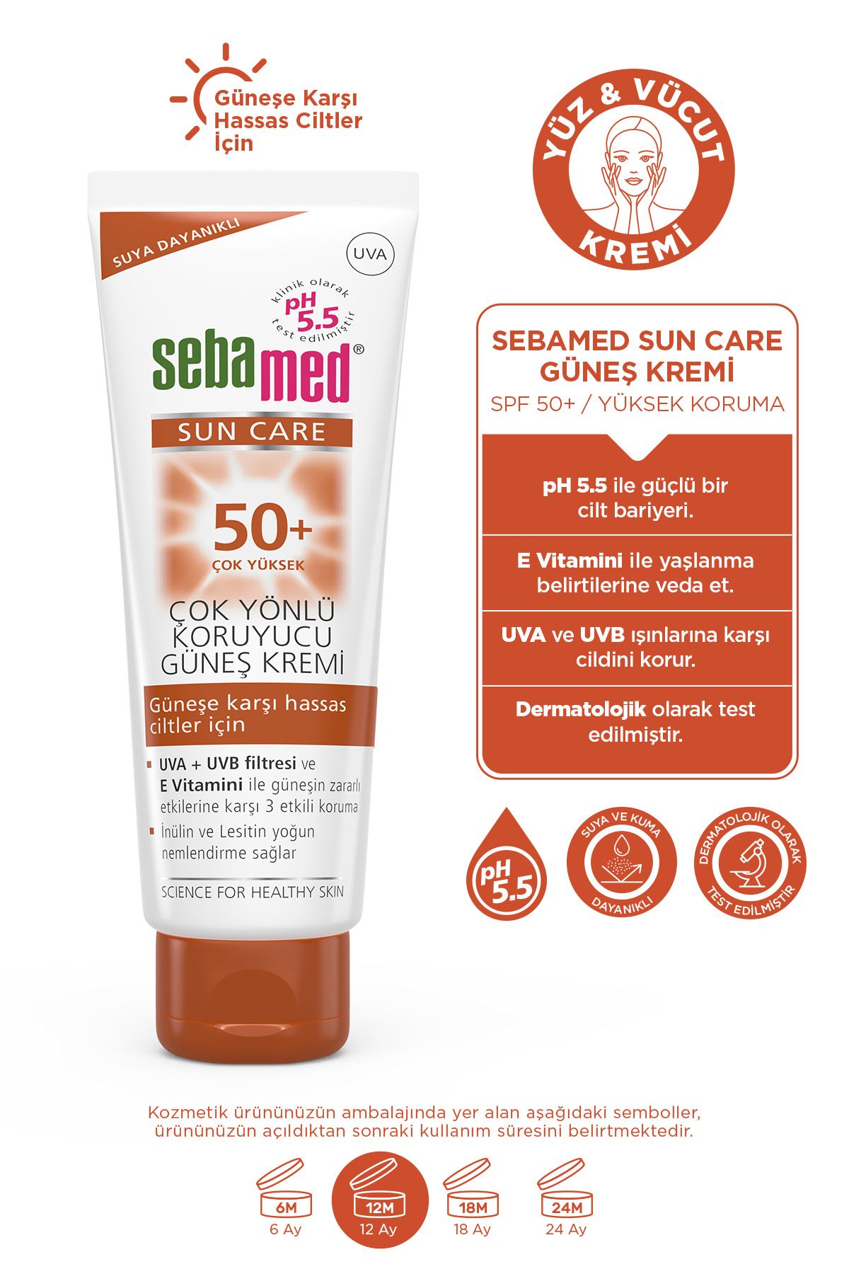 Sebamed Sun Care UVA/UVB Filtresi E Vitamini Üçlü Yüksek Koruma Çok Yönlü Güneş Kremi 50 SPF 75 ml x 2 Adet - Görsel 2