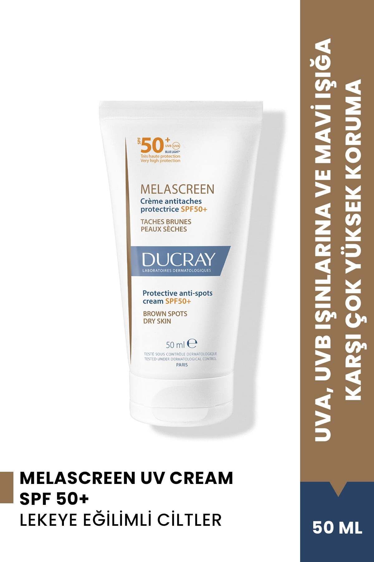 Ducray Melascreen Cream SPF50+ Kuru ve Lekeye Eğilimli Ciltler İçin Güneş Kremi 50 ml