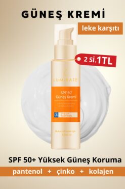 Luminate Leke Karşıtı Yüksek Koruyucu Spf 50 Faktör Yüz Ve Vücut Güneş Kremi Pantenol Su Bazlı Sunscreen