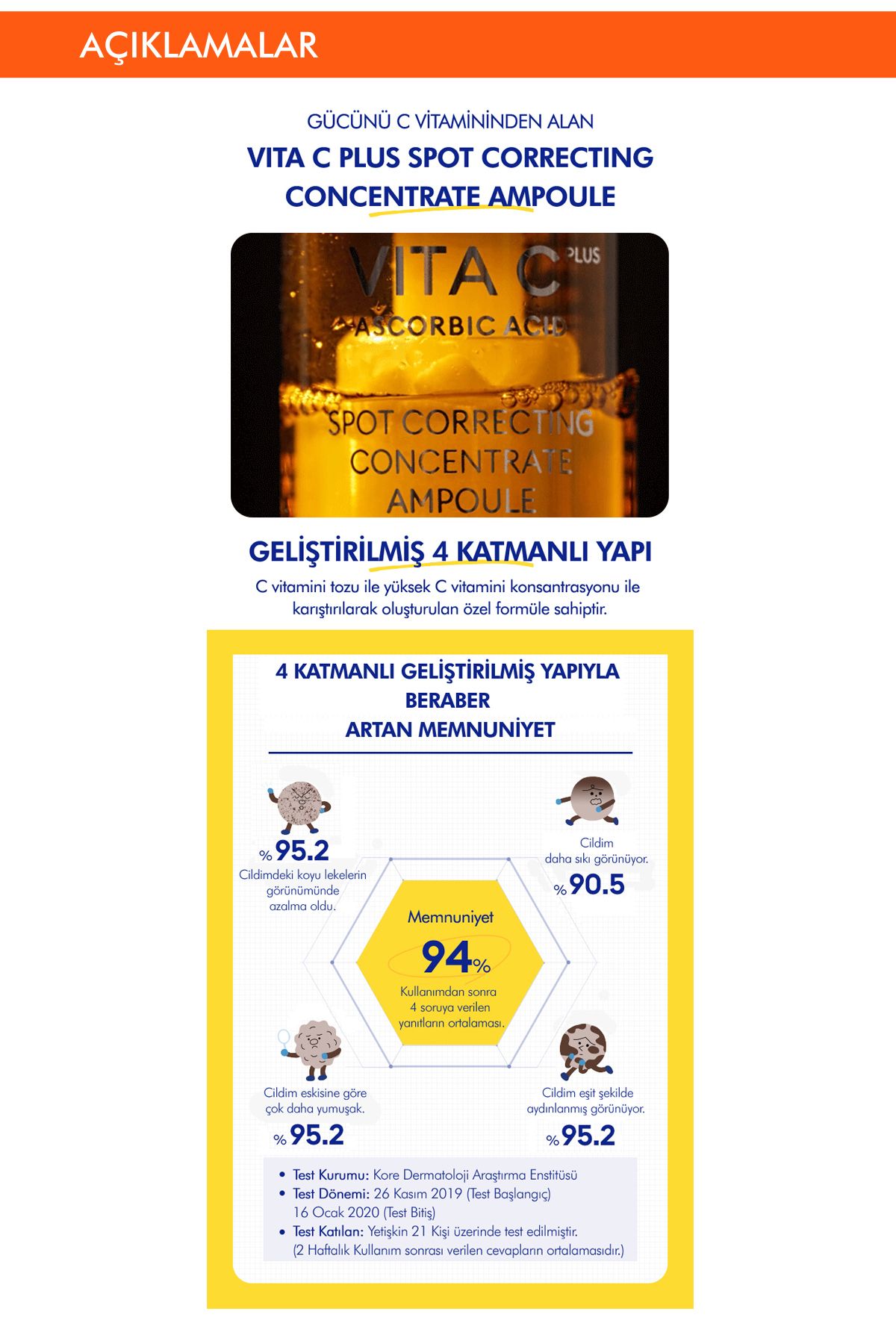 Missha Leke Karşıtı C Vitamini %99 Saf Konsantre Serum Vita C Plus Spot Correcting Concentrate Ampoule - Görsel 2