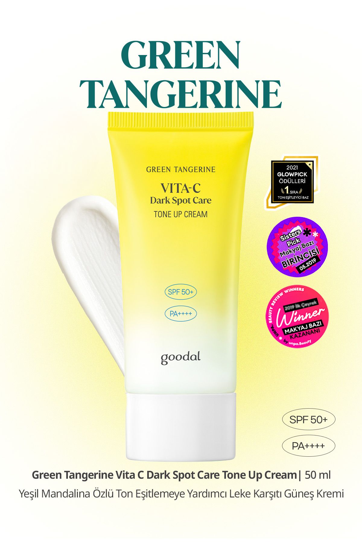 Goodal Ton Eşitleyici Leke Karşıtı Güneş Kremi GOODAL Green Tangerine Vita C Dark Spot Tone Up Cream SPF50+