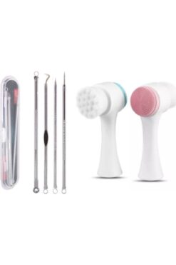 HaLVeY 4'lü Paslanmaz Siyah Nokta ve Temizleyici Komedon + Cilt Temizleme Fırçası