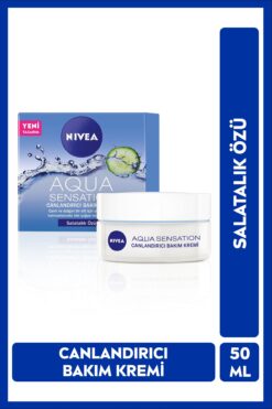 NIVEA Aqua Sensation Canlandırıcı Yüz Bakım Kremi 50ml, Nemlendirici, Salatalık Özü, Dolgun Cilt