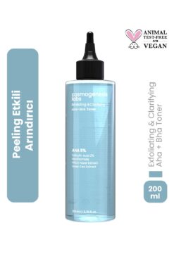 Cosmogenesis Labs Aha %5 Bha %2 Peeling Etkili Tonik 200 ml – Arındırıcı Gözenek Sıkılaştırıcı Ph Dengeleyici Vegan