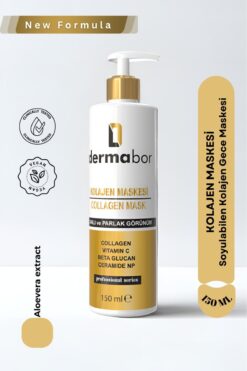 Dermabor Soyulabilir Kolajen Yüz Maskesi| Aloe Vera,C Vitamini,Betaglukan İçerikli Nemlendirici & Aydınlatıcı