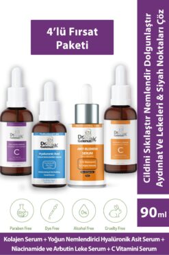 Dr. Galenus Kolajen, C Vitamini, Hyalüronik Asit Ve Koyu Leke Karşıtı Dörtlü Bakım Serum Seti (90 ML)
