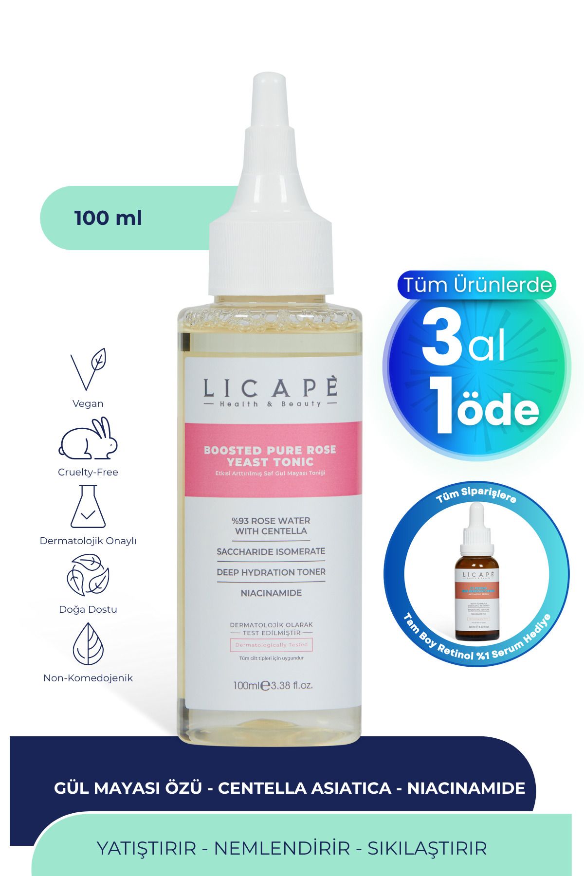 Licape Etkisi Arttırılmış Saf Gül Mayası Toniği 100ml
