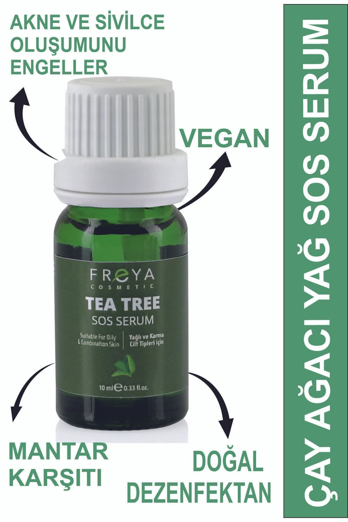 FREYACOSMETIC Çay Ağacı Yağı Sos Serum- Tea Tree Serum 2 Adet 10ml Sivilce Siyah Nokta Karşıtı Farmasi0606 - Görsel 2