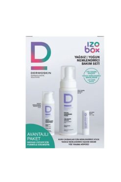 Dermoskin Izobox Cilt Bakım Seti | Yüz Yıkama Köpüğü | Nemlendirici Krem | Lip Stick 3,9g | 200+50 ml