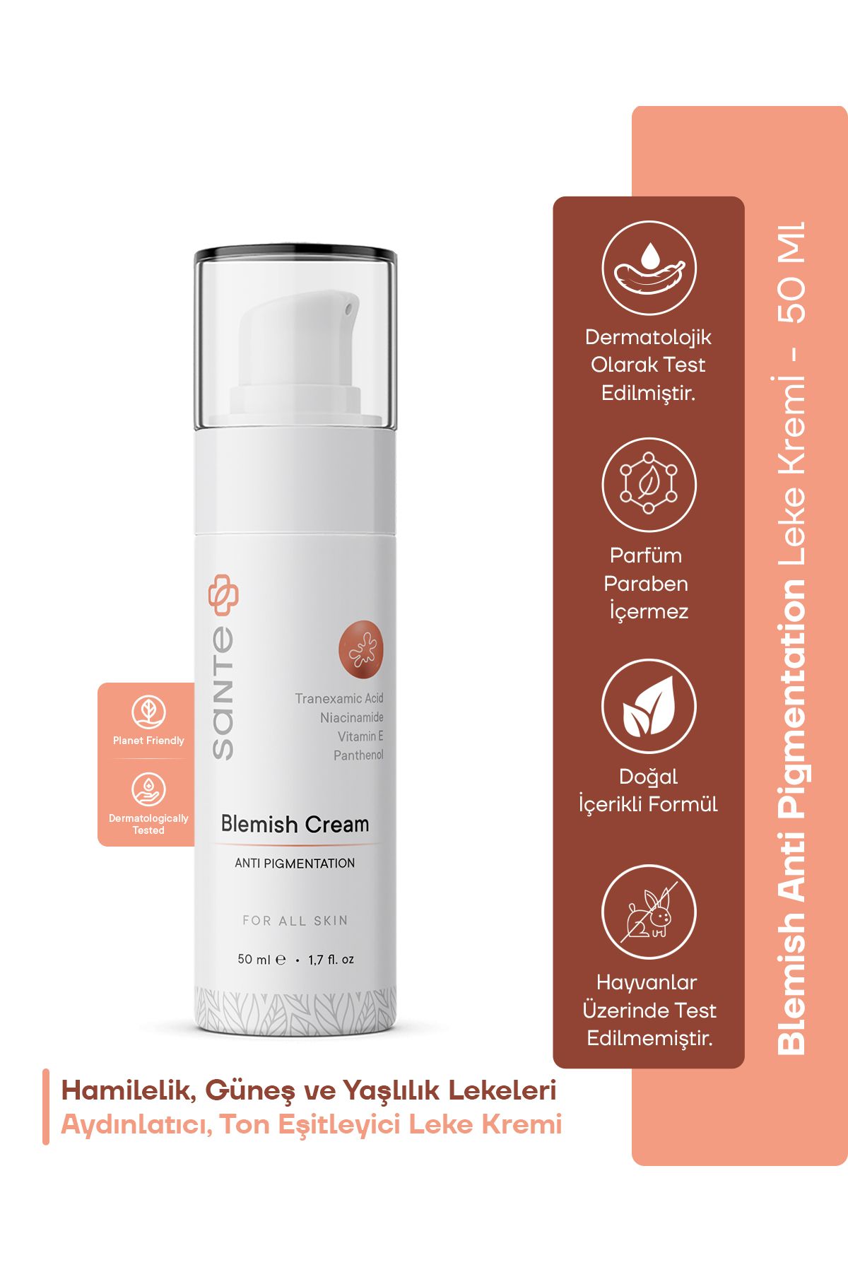 SantePlus Cilt Lekeleri Için Niacinamide Içeren 7 Aktifli Eşitleyici Ve Aydınlatıcı Leke Kremi 50 ml