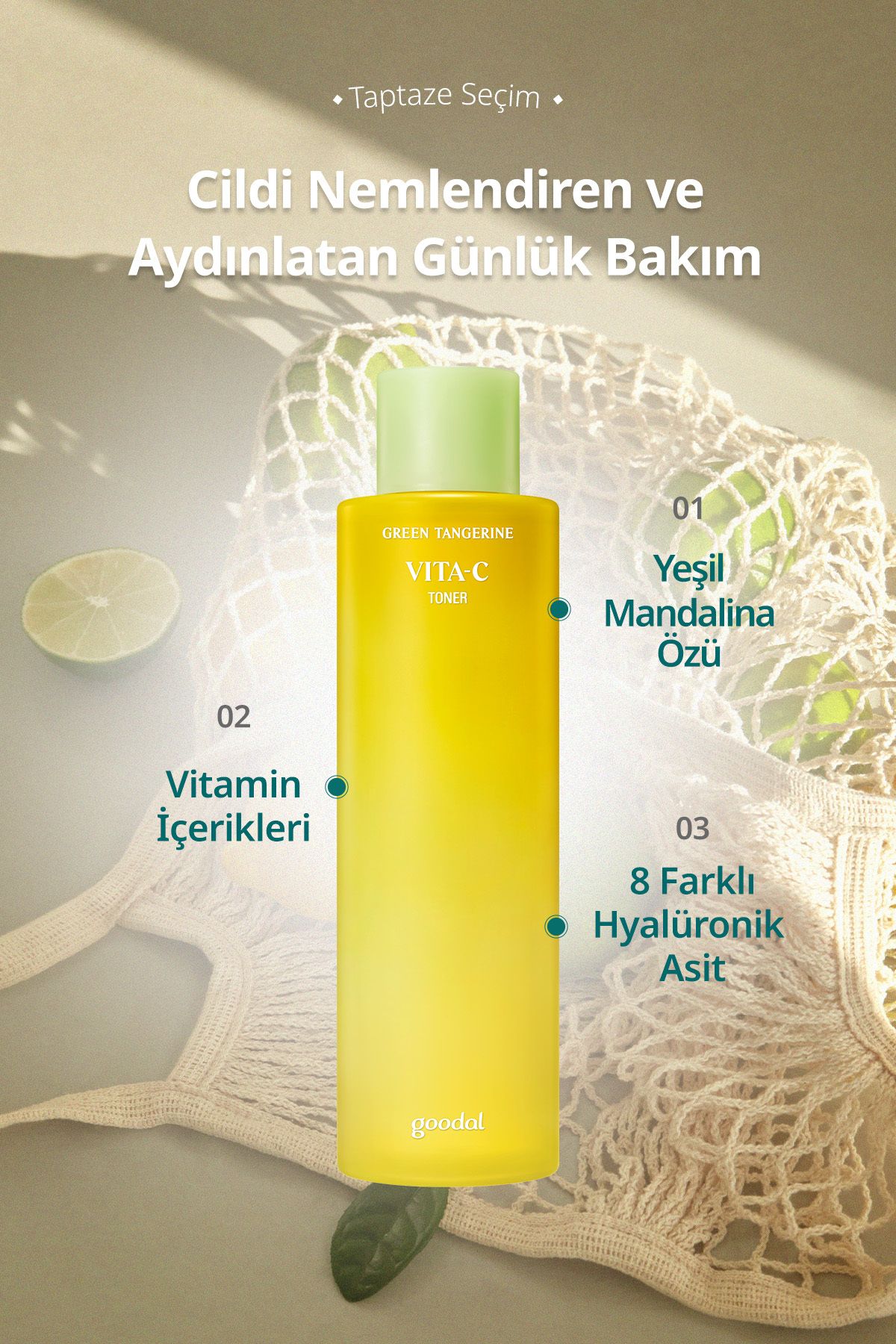 Goodal Green Tangerine Vita C Toner - Yeşil Mandalina Özlü Aydınlatıcı & Leke Karşıtı Tonik - Görsel 2