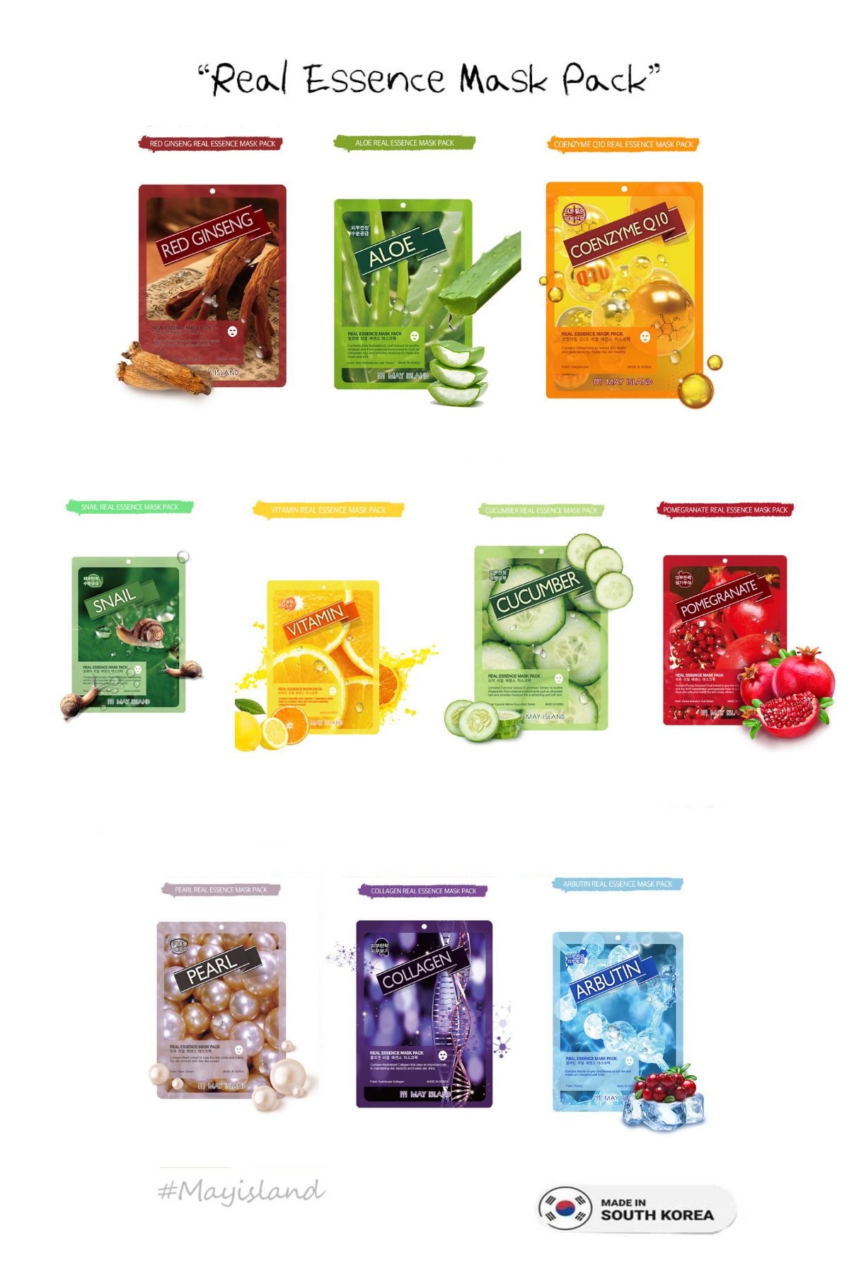 May Island 10'lu Karışık Kore Kağıt Yüz Maskesi Seti