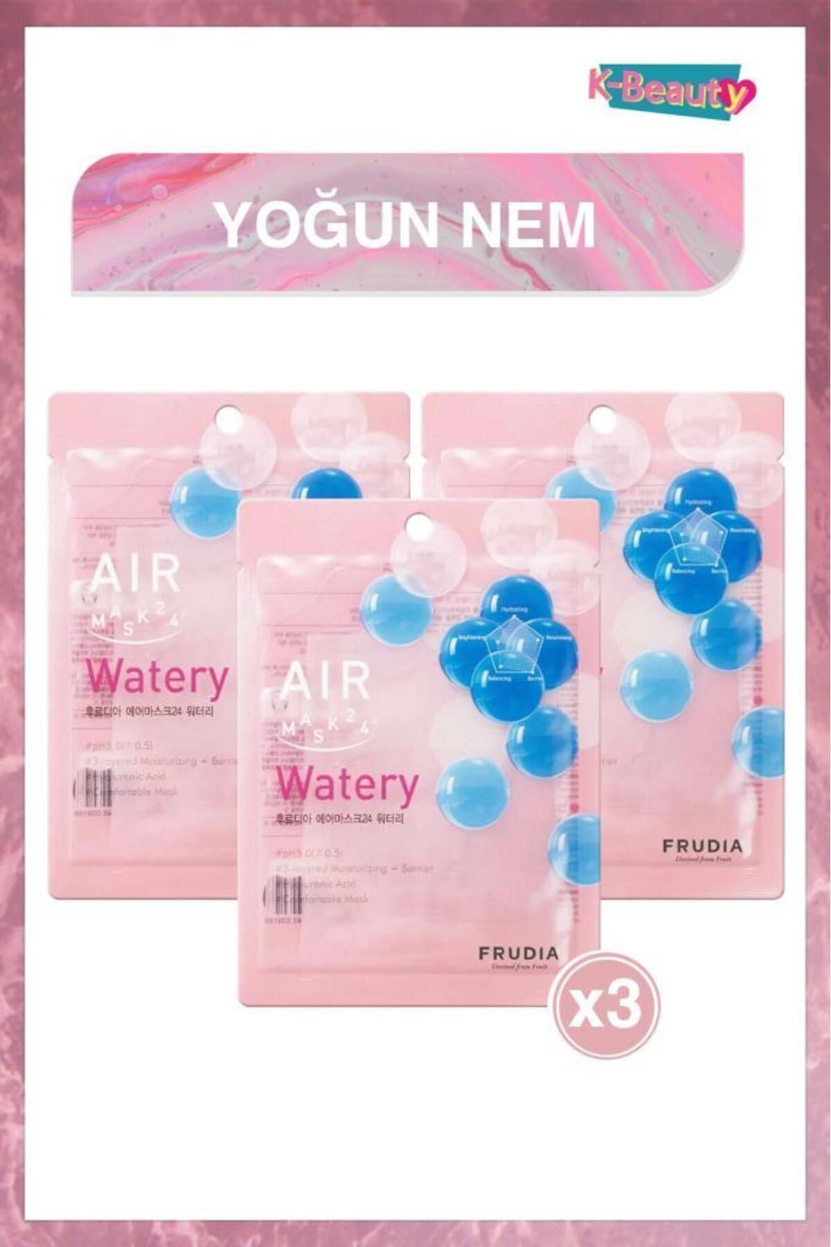 FRUDIA Air Watery 3 Katlı Nemlendirme Etkili Maske 3 Adet
