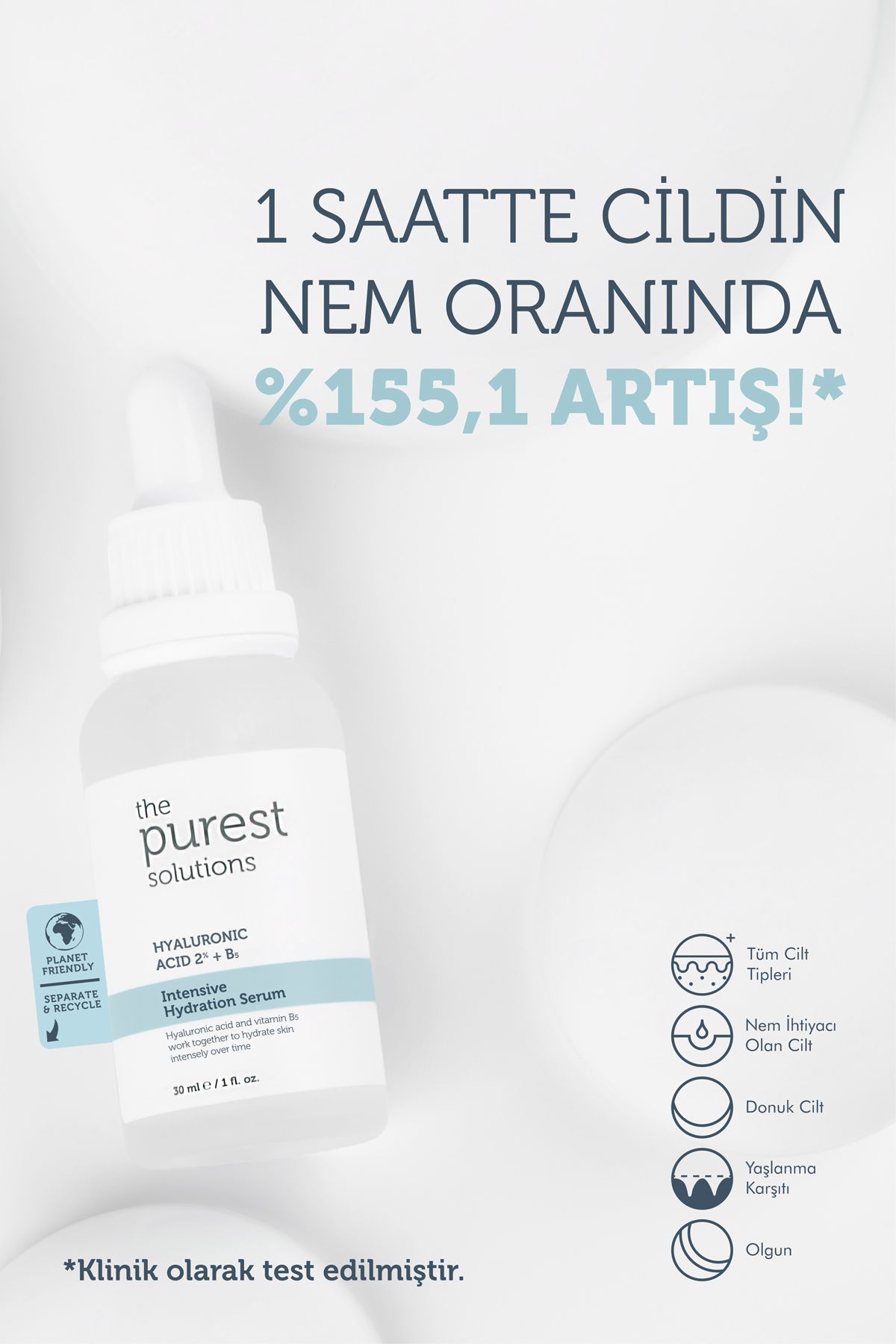 The Purest Solutions Nemlendirici & Dolgunlaştırıcı Hyaluronik Asit Serum Cilt Bakım Seti: 30 ml Serum + 8 ml Tanışma Boy - Görsel 2