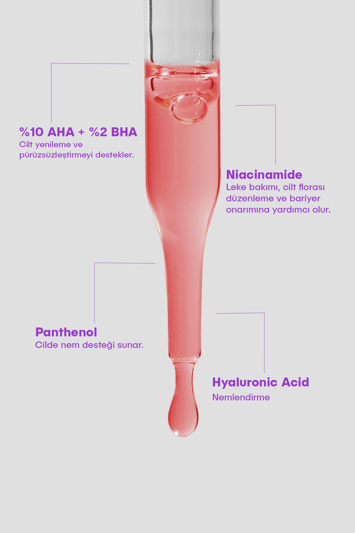 SHE VEC RED OF LOVE - AHA %10 & BHA %2 Cilt Tonu Eşitleyici Canlandırıcı Kırmızı Peeling Serum 30ml - Görsel 2