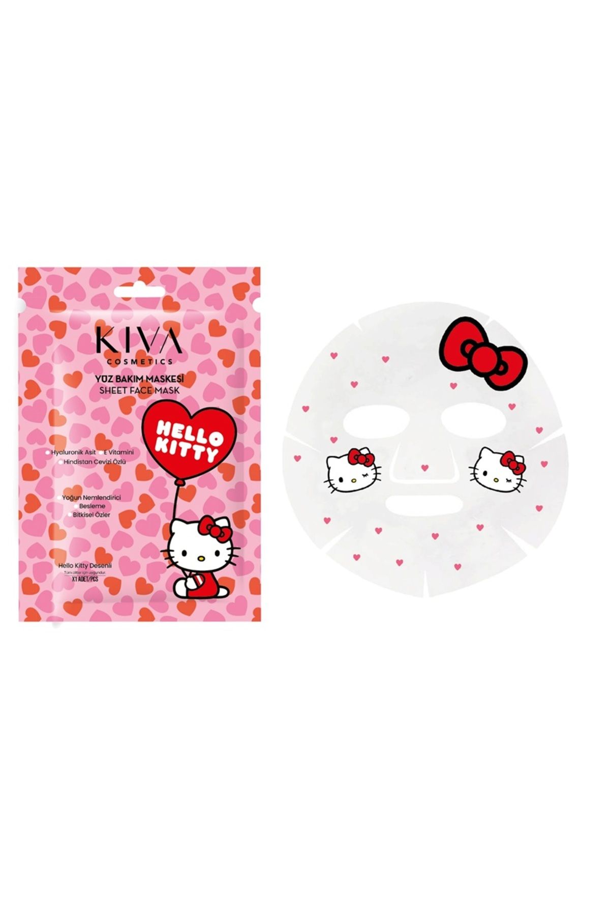 Hello Kitty Lisanslı Kağıt Yüz Maskesi Hindistan Cevizi Özlü