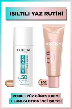L'Oreal Paris Bright Reveal Koyu Leke Karşıtı Günlük Güneş Kremi Light & Glotion All-in-one Doğal Işıltı 902