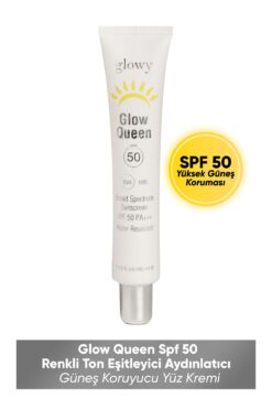GLOWY Glow Queen Spf50 Renkli Ton Eşitleyici Aydınlatıcı Güneş Koruyucu Yüz Kremi 40ml