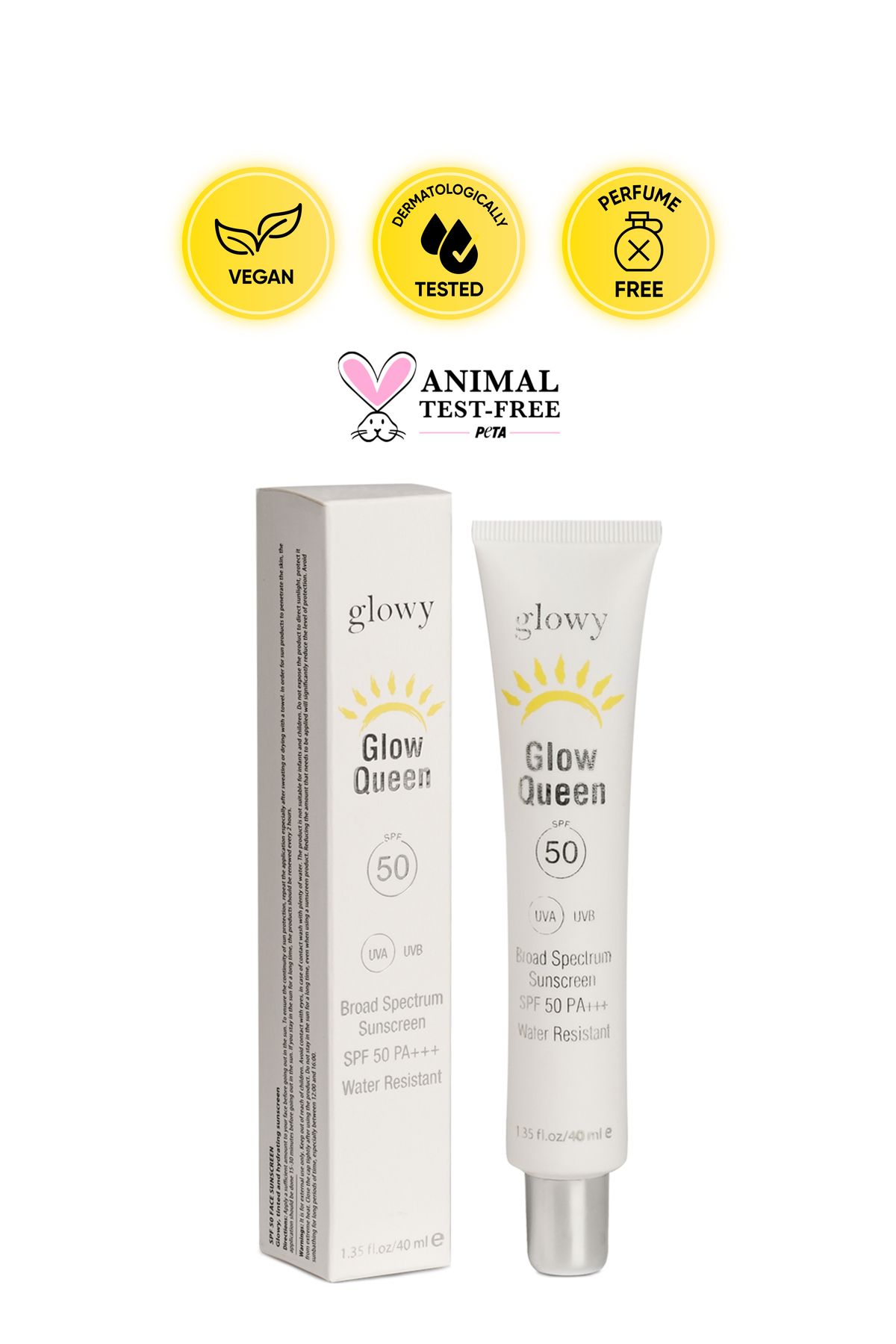 GLOWY Glow Queen Spf50 Renkli Ton Eşitleyici Aydınlatıcı Güneş Koruyucu Yüz Kremi 40ml - Görsel 2