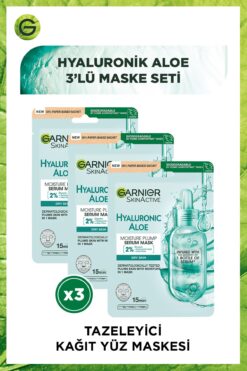 Garnier Hyaluronik Aloe Tazeleyici Kağıt Yüz Maskesi 3'lü Set