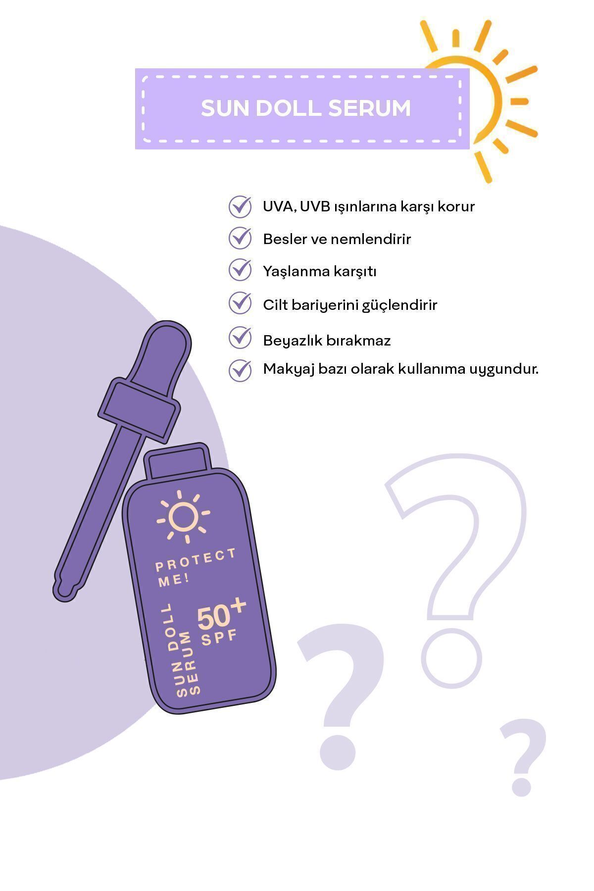 dollface Güneş Koruyucu 50+SPF Sun Serum- SUN DOLL SERUM- Kolajenli Makyaj Altı - Görsel 2
