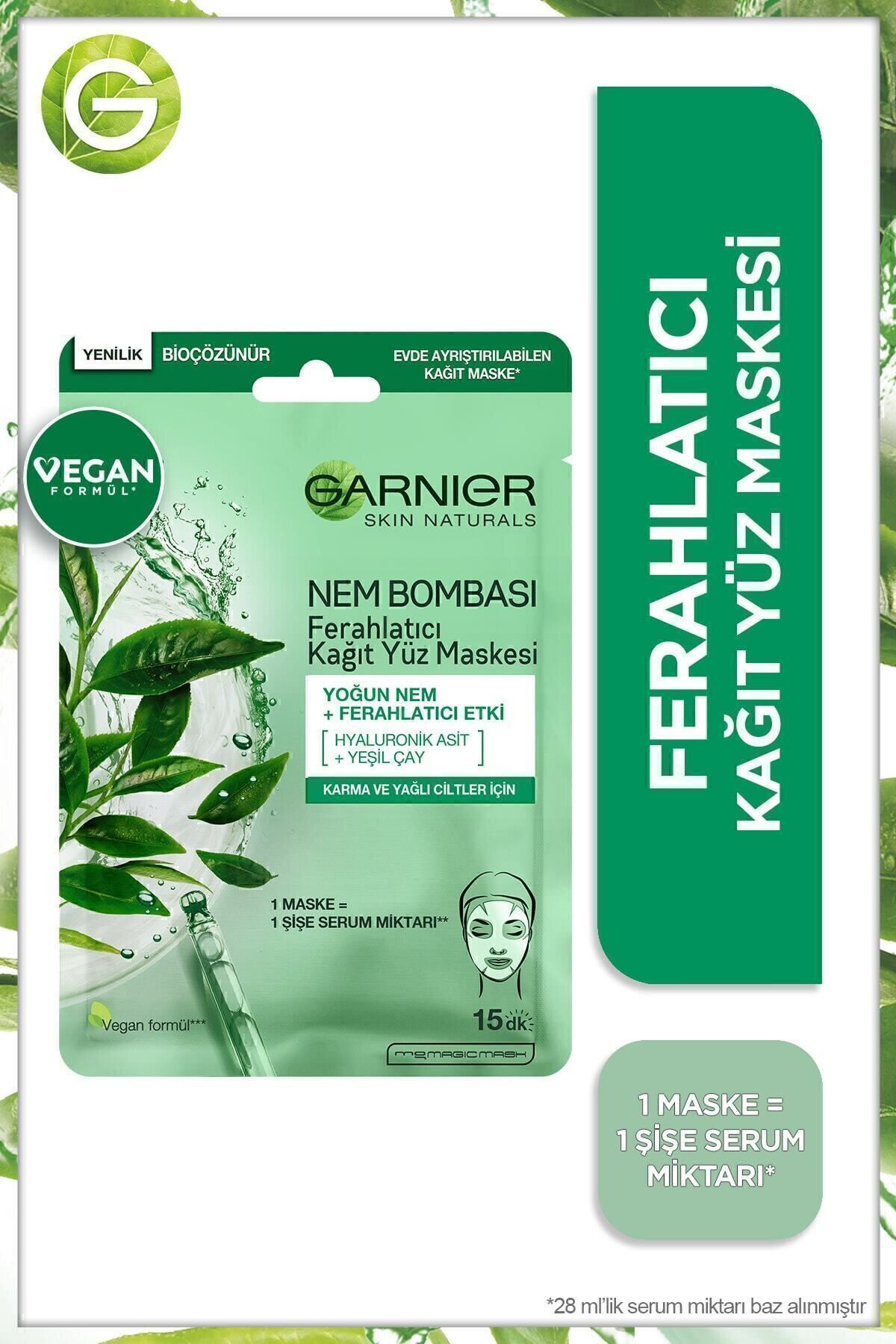 Garnier Nem Bombası Ferahlatıcı Kağıt Maske 28gr