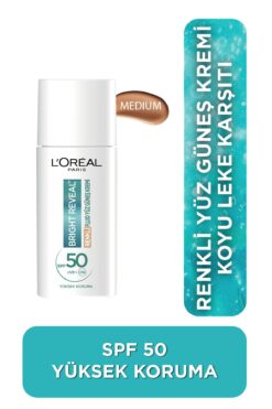L'Oreal Paris Bright Reveal Spf 50 Koyu Leke Karşıtı Renkli Fluid Günlük Yüz Güneş Kremi 50ml - Medium