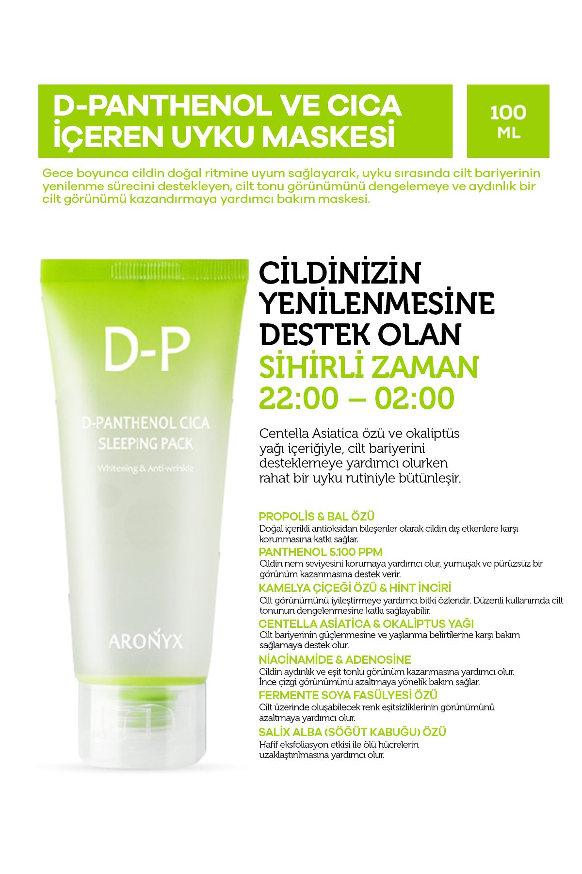 Aronyx D-panthenol Ve Cica Uyku Maskesi 100ml