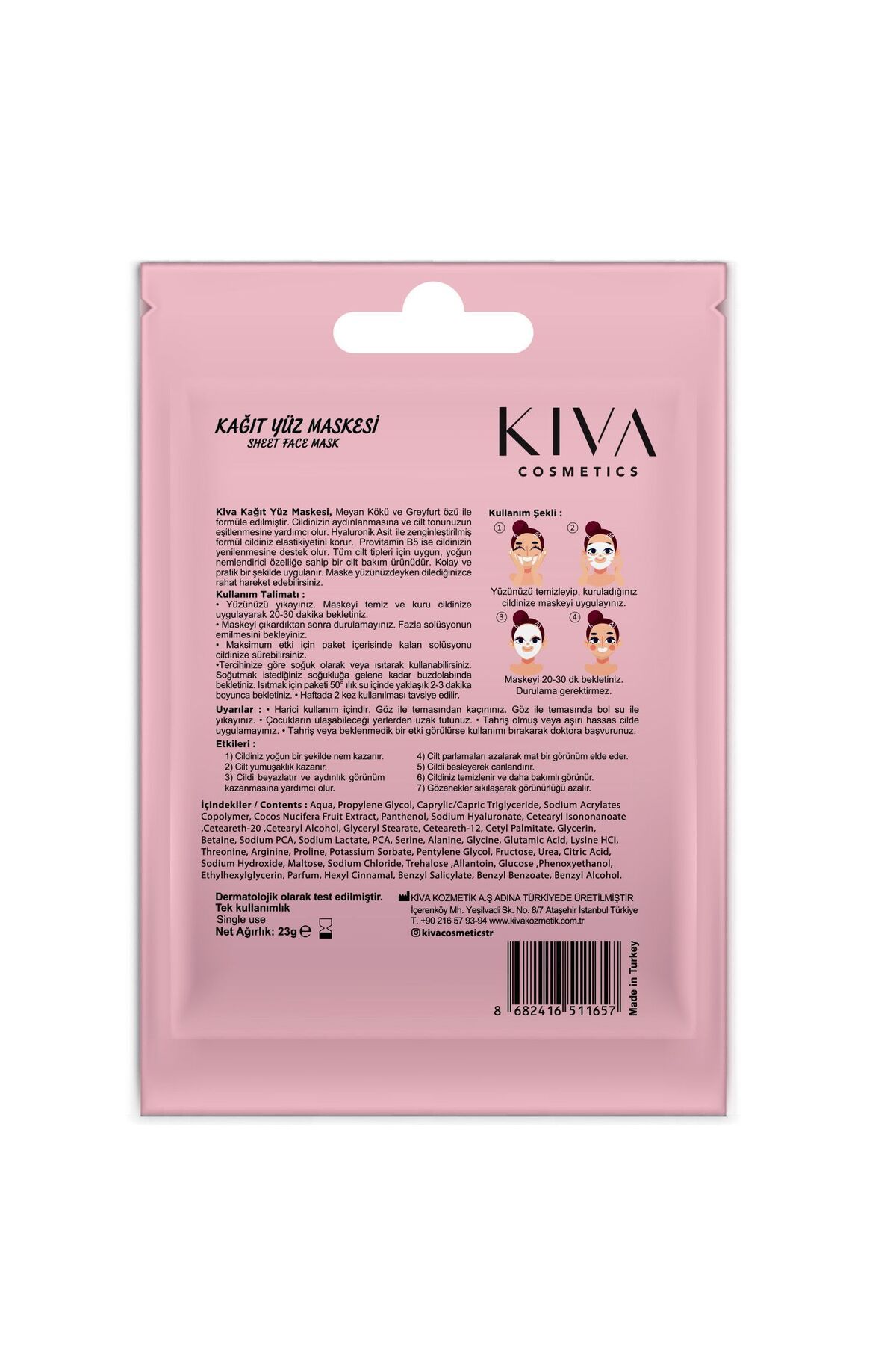 Kiva Hayvan Desenli Yüz Bakım Maskesi (2 ADET) - Görsel 2