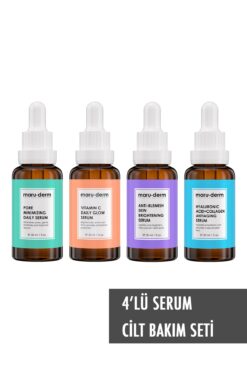Maru.Derm Maruderm 4'lü Fırsat Serum Seti Mrd601 - Leke, Hyalüronik, C Vitamini, Gözenek Serumu