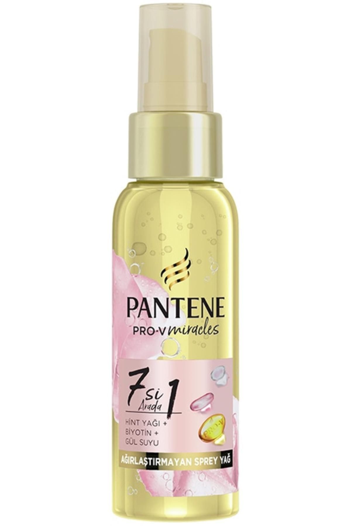 Pantene Pro-v 7'si 1 Arada Hint Yağı Biotin Gül Suyu Ağırlaştırmayan Saç Sprey Yağı 100 Ml