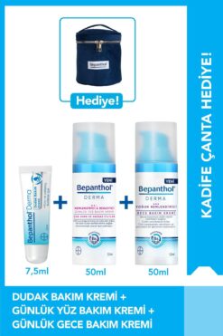 Bepanthol Gece & Gündüz Yüz Bakım Ve Dudak Bakım Seti Kadife Çanta