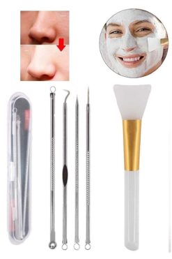 Vi Caro Siyah Nokta Temizleyici Fırçası Peeling 4 Parça Sivilce Akne Komedon Maske Fırçası 3'lü Kaş Usturası