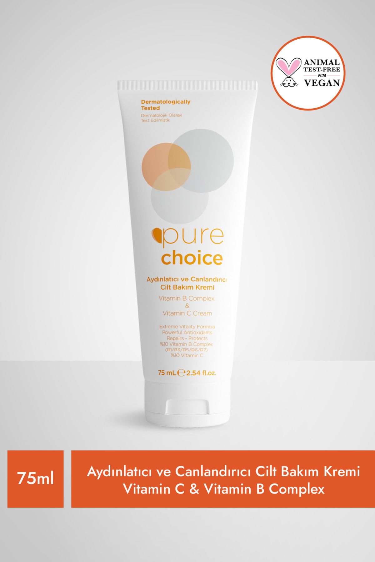 Pure Choice Vitamin C ve Vitamin B Complex Cilt Bakım Kremi 75 ML (%10 Vitamin C + %10 Vit. B - B1,B3,B5,B6,B7)