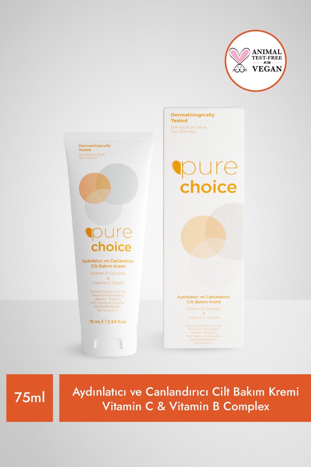 Pure Choice Vitamin C ve Vitamin B Complex Cilt Bakım Kremi 75 ML (%10 Vitamin C + %10 Vit. B - B1,B3,B5,B6,B7) - Görsel 2