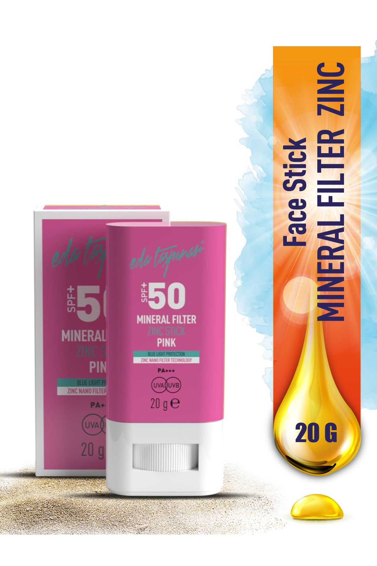 Eda Taşpınar SPF 50+ Mineral Filtreli Pembe Zinc Stick (EGY0031)