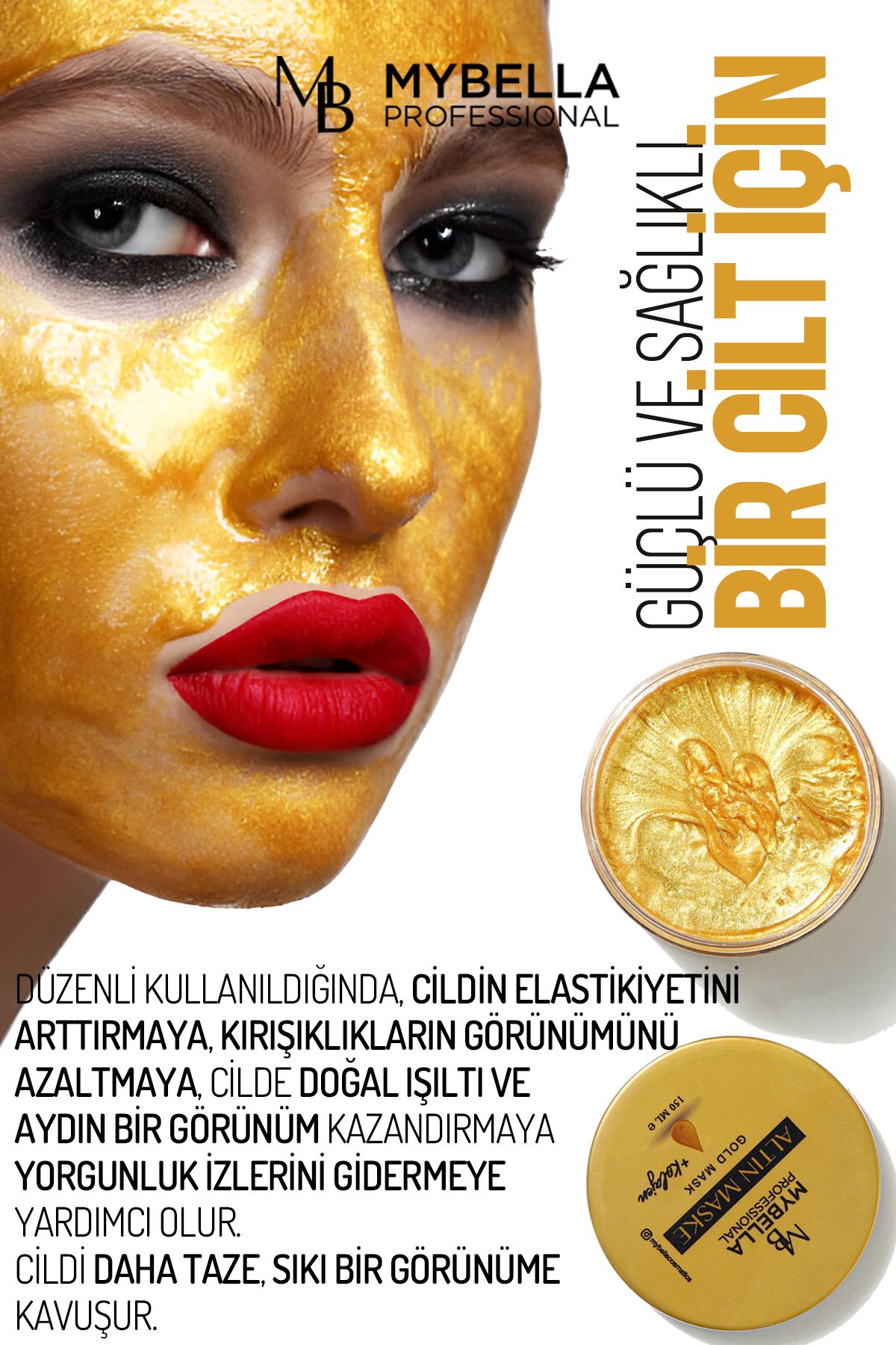 MY Bella Kozmetik Cilt Beyazlatmaya Yardımcı 24k Altın Kolajenli Onarıcı Sıkılaştırıcı Soyulabilir Altın Maske - Görsel 2