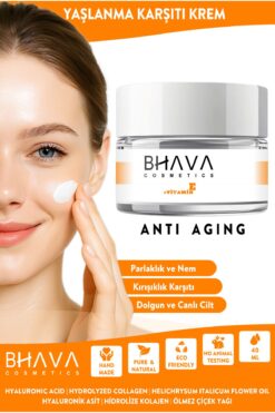 bhava cosmetics Krem Yaşlanma Ve Kırışıklık Karşıtı Krem Kolajen Ve Hyaluronik Asit 40 ml