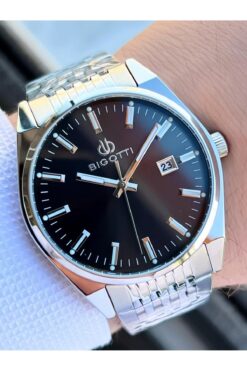 Bigotti Kasa Ve Kordon Çelik Takvimli Kadran 5 Atm Su Geçirmez Erkek Kol Saati EBG.10592.2