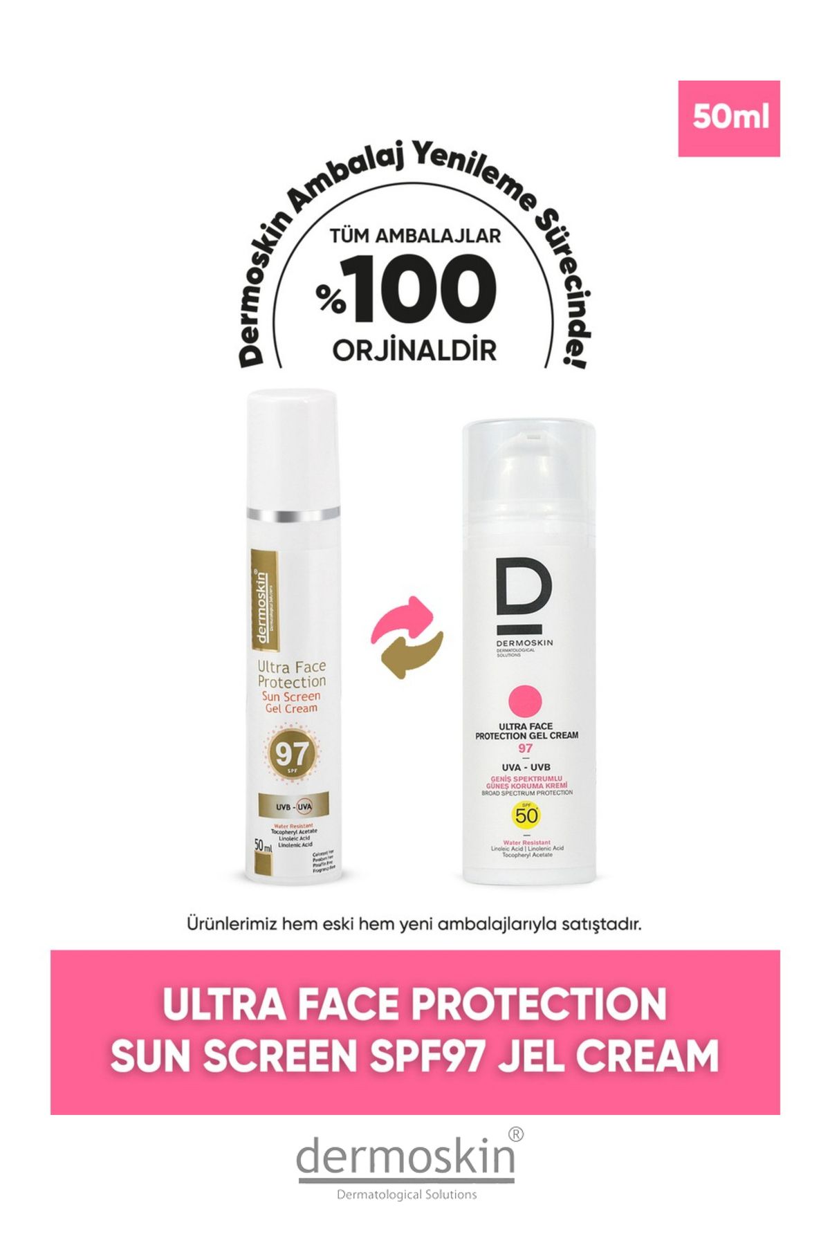 Dermoskin Ultra Face Protection Sun Screen Spf 97 50 ml Tüm Cilt Tiplerine Uygun (YENİ AMBALAJ)