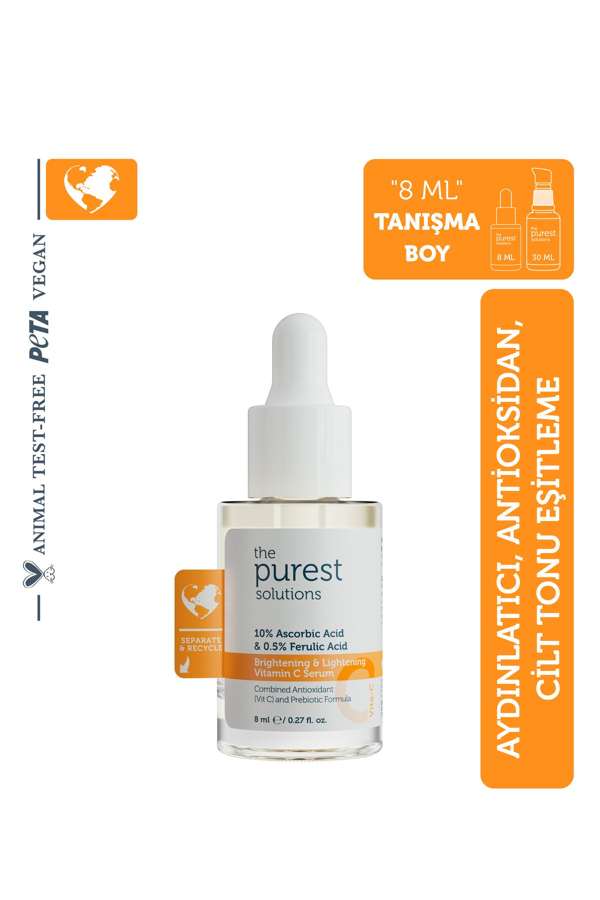 The Purest Solutions Tanışma Boy Aydınlatıcı Ve Cilt Tonu Eşitleyici C Vitamini Cilt Serumu 8 ml