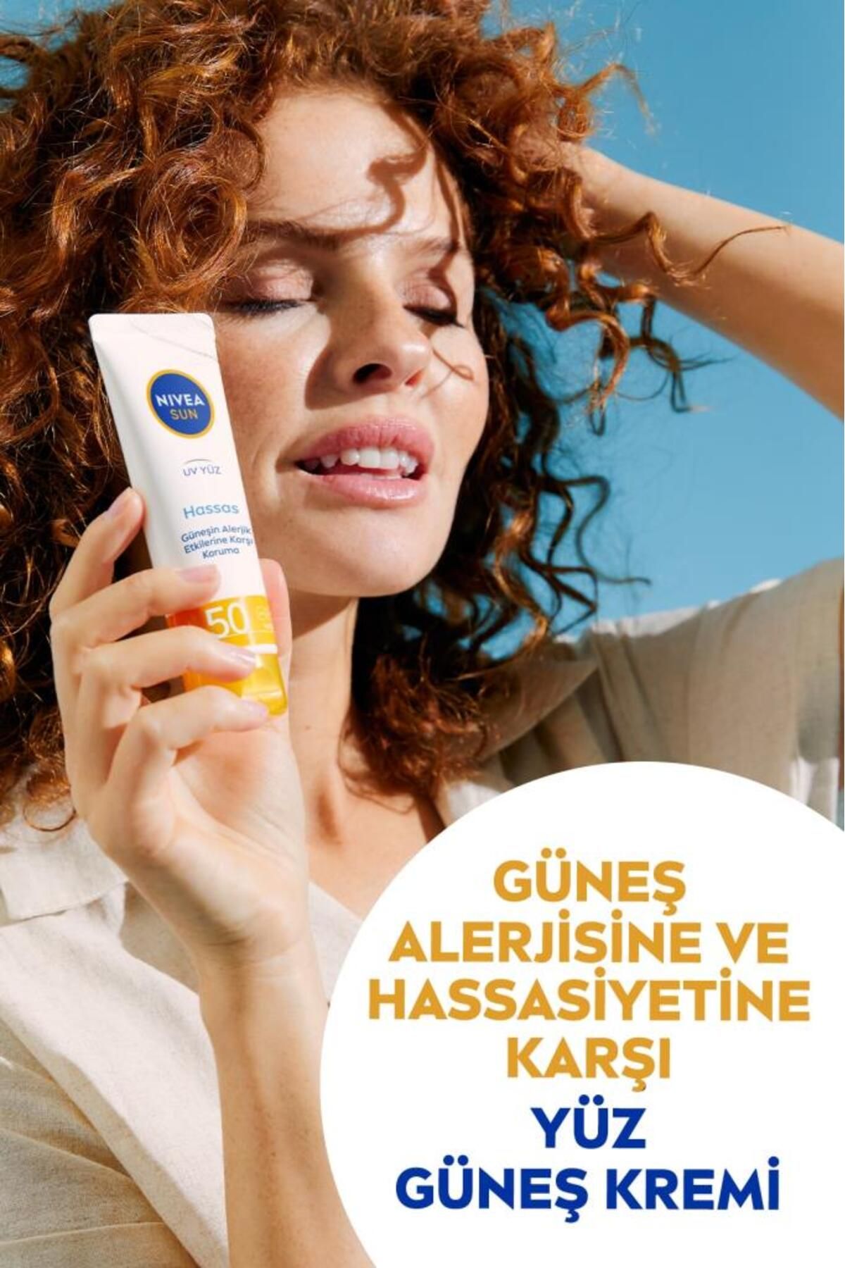 NIVEA SUN SPF50 Hassas Yüz Güneş Bakım Kremi 50ml, Hassas Alerjik Cilt, UVA UVB Güneş Koruma, Nemlendirici - Görsel 2