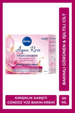 NIVEA Aqua Rose Kırışıklık Karşıtı Gündüz Yüz Bakım Kremi 50ml, Gül Yaprağı Yağı, Kalsiyum İçerikli