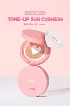 Missha Ton Eşitleyici Pembe Bazlı Güneş Koruyucu Cushion A'PIEU Pure Block Tone-Up Sun Cushion SPF50+PA++++