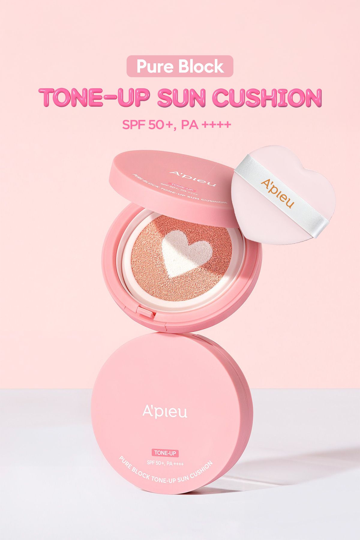 Missha Ton Eşitleyici Pembe Bazlı Güneş Koruyucu Cushion A'PIEU Pure Block Tone-Up Sun Cushion SPF50+PA++++